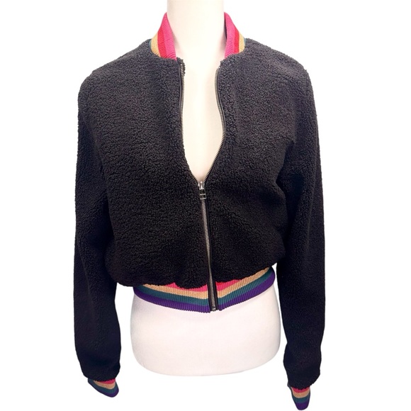 Spiritual Gangster Everything SG Furry Bomber Jacket, Vintage Black Loved - Picture 11 of 15